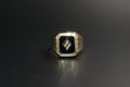 016-14ct Yellow Gold & Black Resin Signet Ring