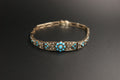 015-Victorian Style 9ct Gold Turquoise and Seed Pearl Bracelet.
