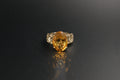 014-9ct Gold Oval Citrine Ring with Openwork Heart Shoulders
