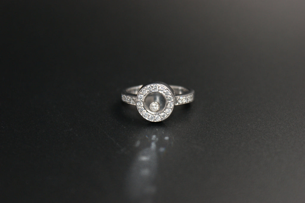 013-18t White Gold Floating/Moving Diamond Halo Ring
