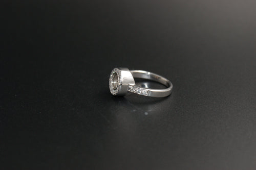 013-18t White Gold Floating/Moving Diamond Halo Ring