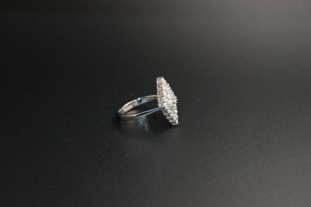 03-18ct White Gold 0.85ct Diamond Rhombus cluster Ring