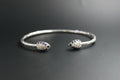 021- 14ct White Gold Diamond & Sapphire Double Snake Bangle
