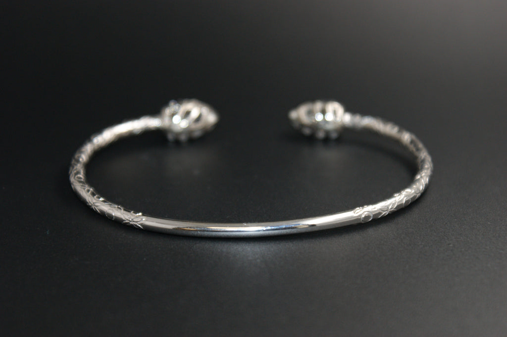 021- 14ct White Gold Diamond & Sapphire Double Snake Bangle