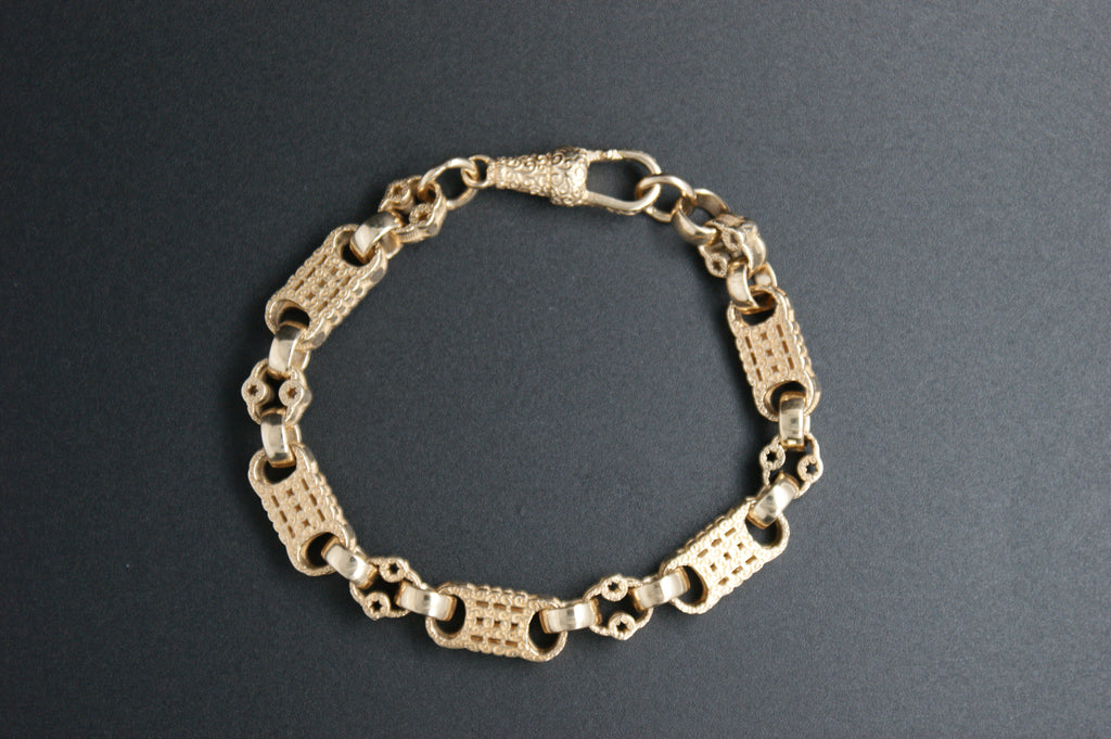 022-9ct Baby Stars &Bars link Bracelet (6.5'')