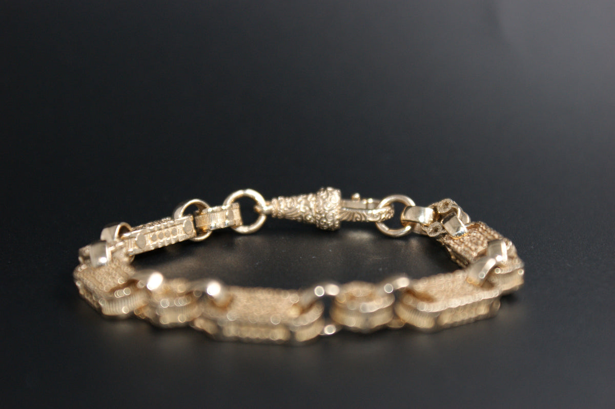 022-9ct Baby Stars &Bars link Bracelet (6.5'')