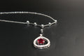 031-18ct White Gold Pear Ruby & Diamond Y-drop Necklace