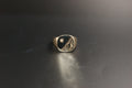 034-9ct Gold Engraved Signet Ring with Star-set Diamond.