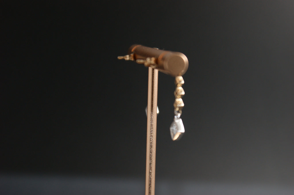 035-9ct Yellow & white gold Diamond Geometric Drop Earrings.