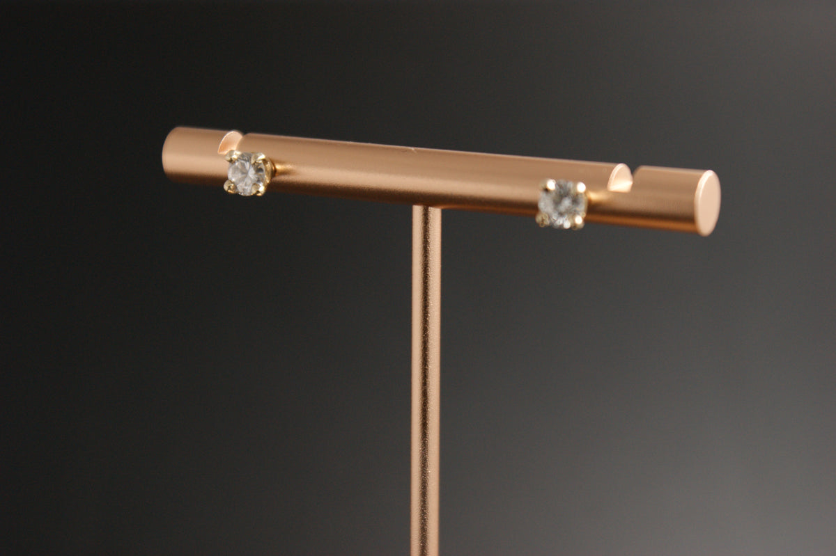 036-9ct Yellow Gold 0.66ct Total Diamond Solitaire Stud Earrings