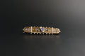 040-Victorian 15ct Gold Sapphire & Seed Pearl Etruscan Revival Bar Brooch.