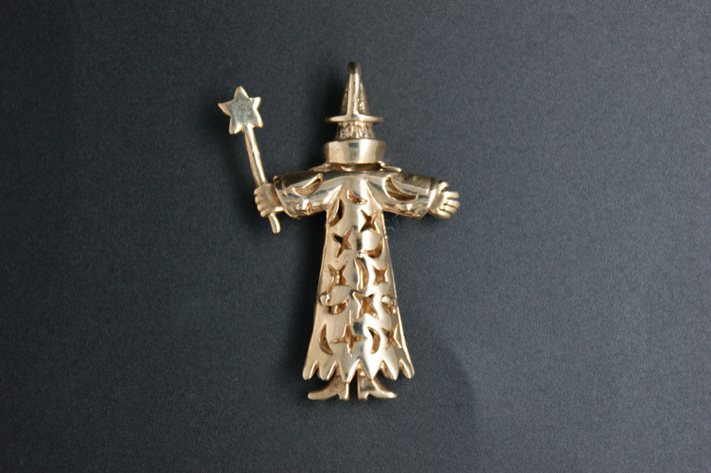 044- 9ct Gold Novelty Wizard Multi-Stone Pendant