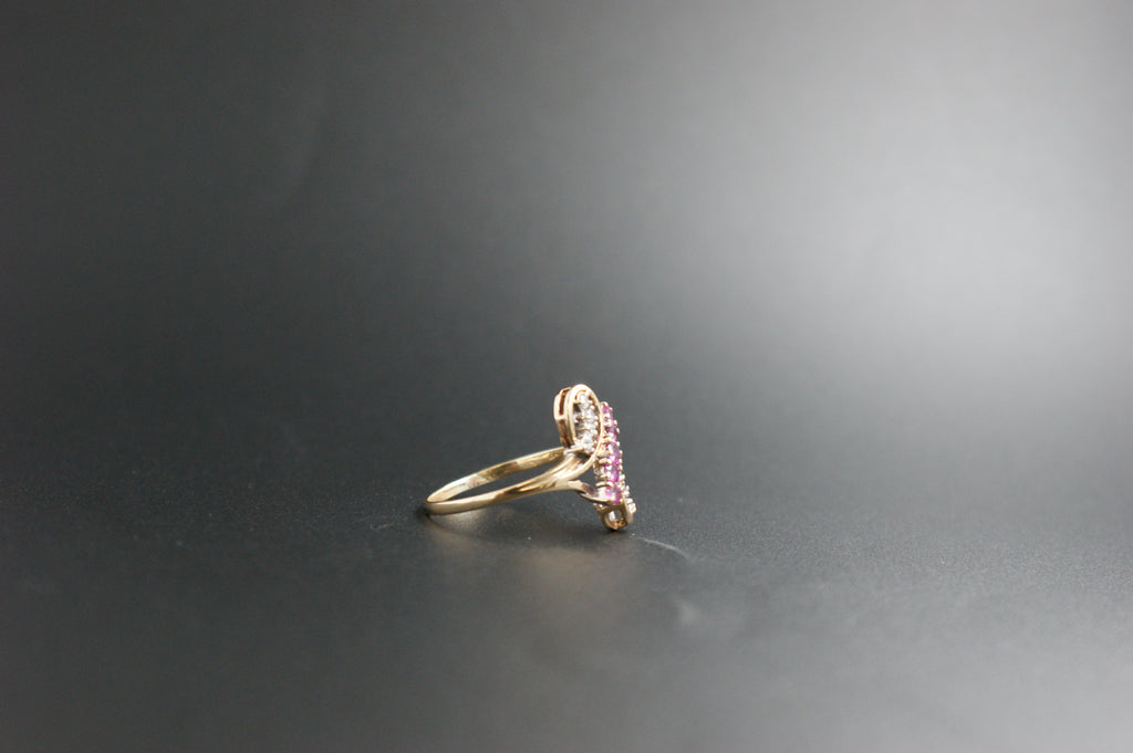 047-9ct Gold Ruby & Diamond Crossover Ring