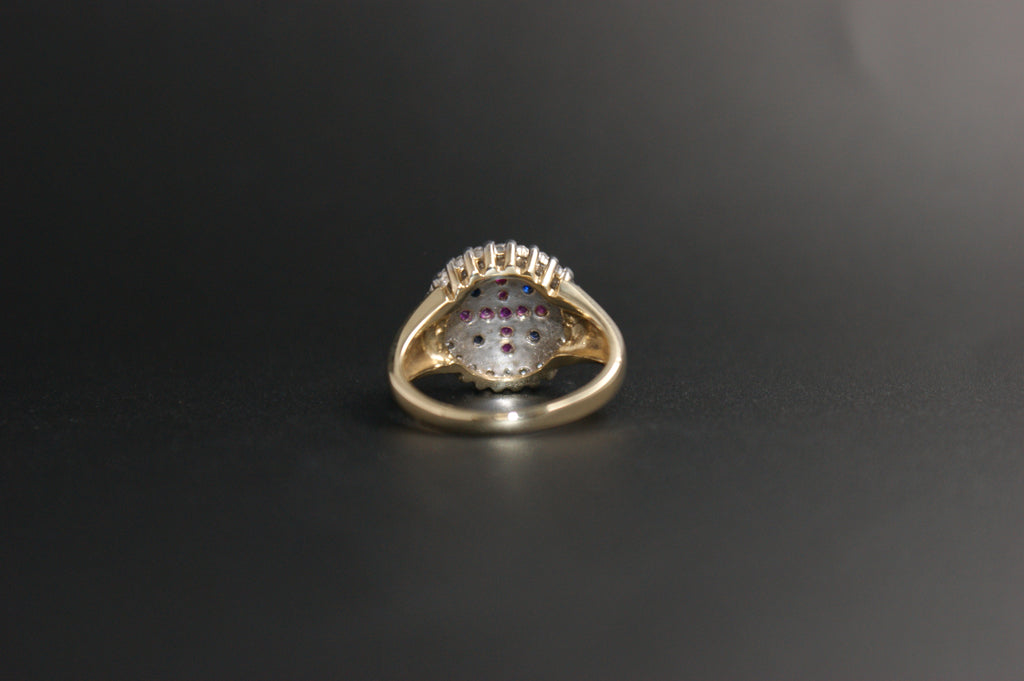 056- 18ct Ruby, Sapphire and diamond ring