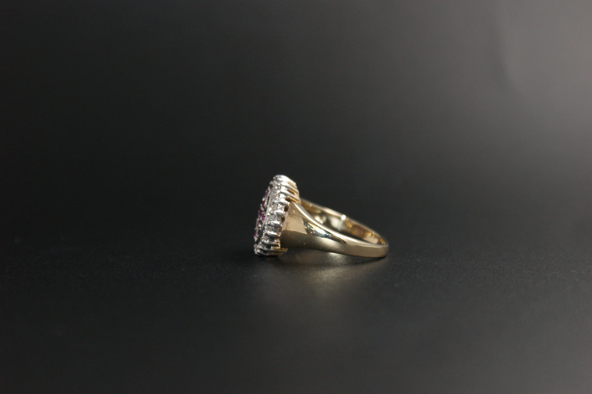 056- 18ct Ruby, Sapphire and diamond ring