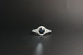 059- platinum white and black diamond ring