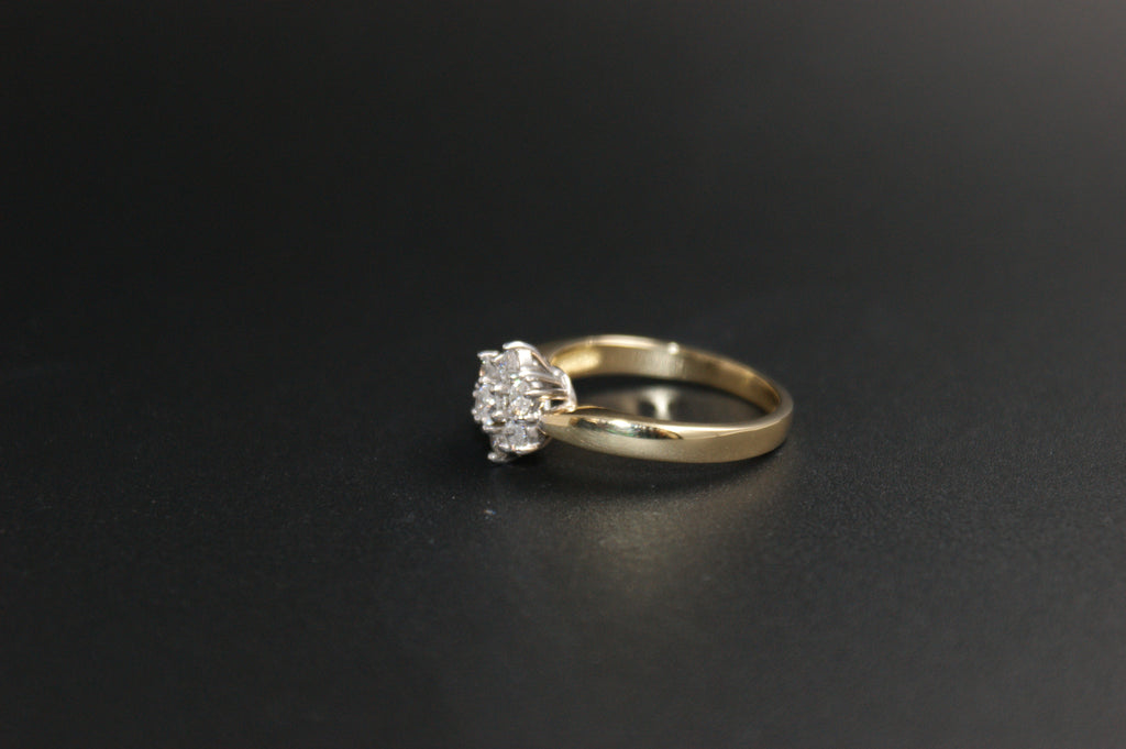062-18ct Yellow Gold Diamond Cluster Ring 0.75ct