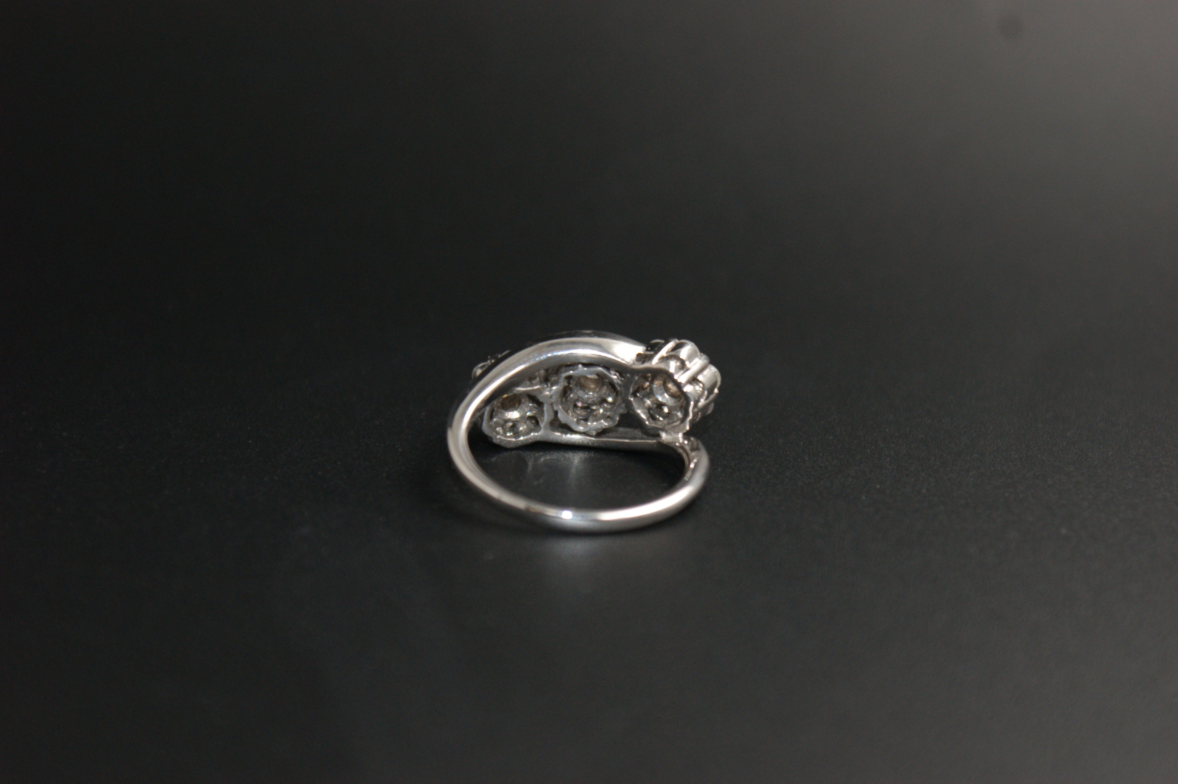 068-18ct White Gold Triple Cluster Diamond Ring
