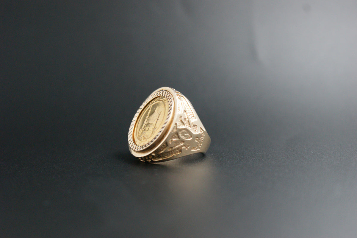 075- 9ct Gold Iranian Azadi Coin Signet Ring