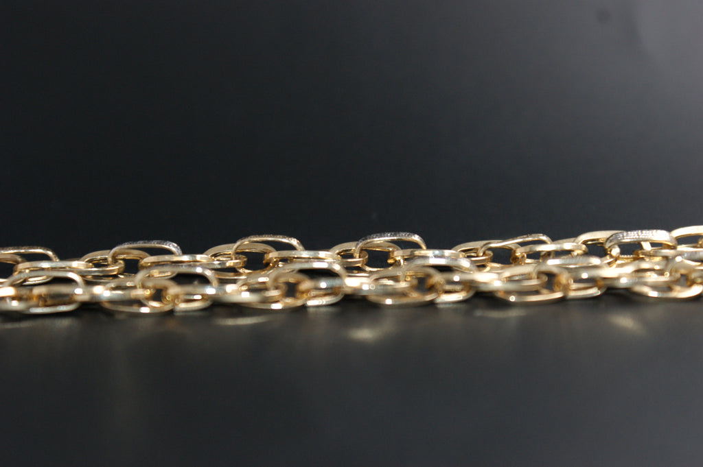 076-14ct Yellow Gold Greek Key Marnier link Chain