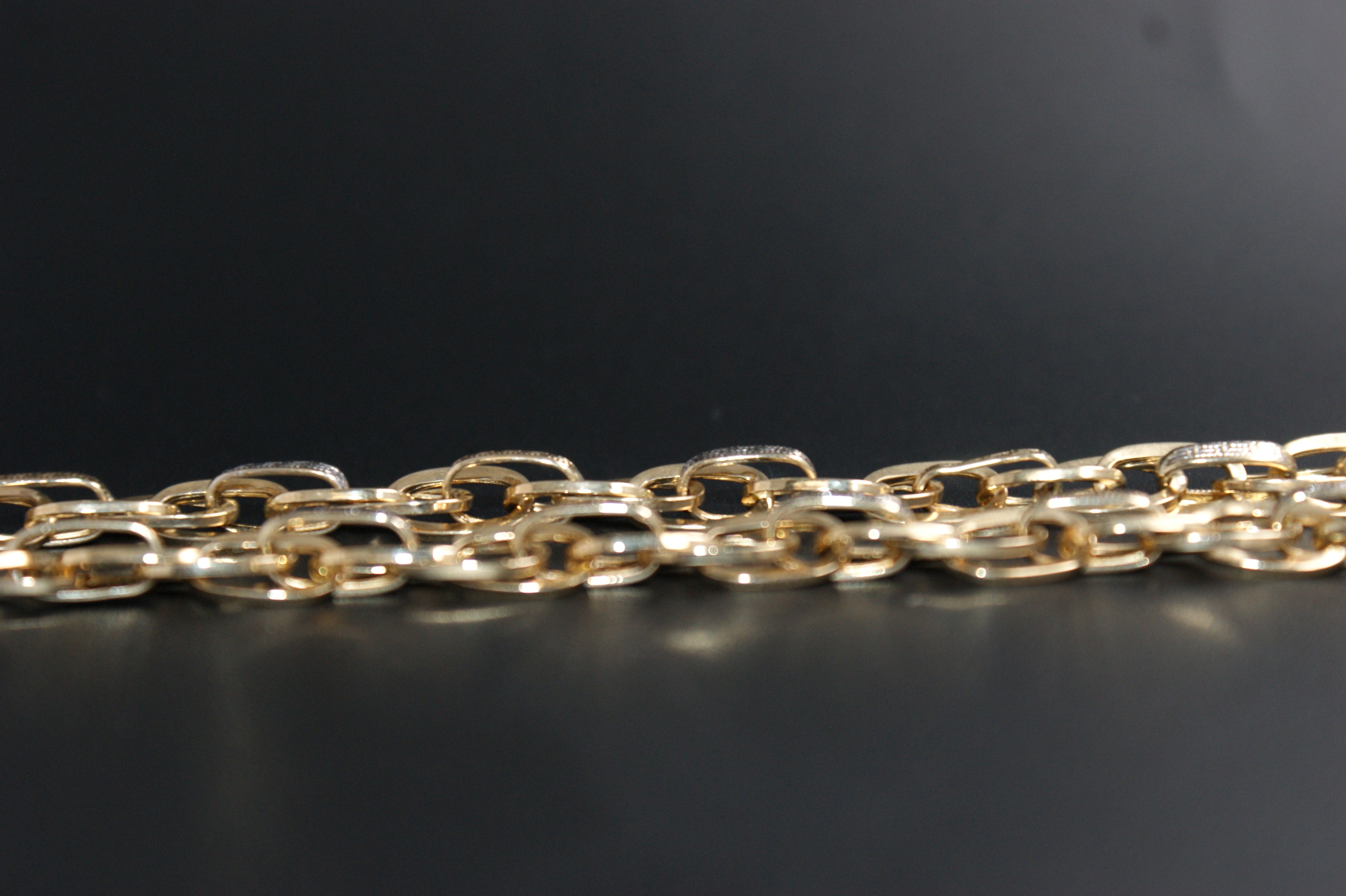076-14ct Yellow Gold Greek Key Marnier link Chain