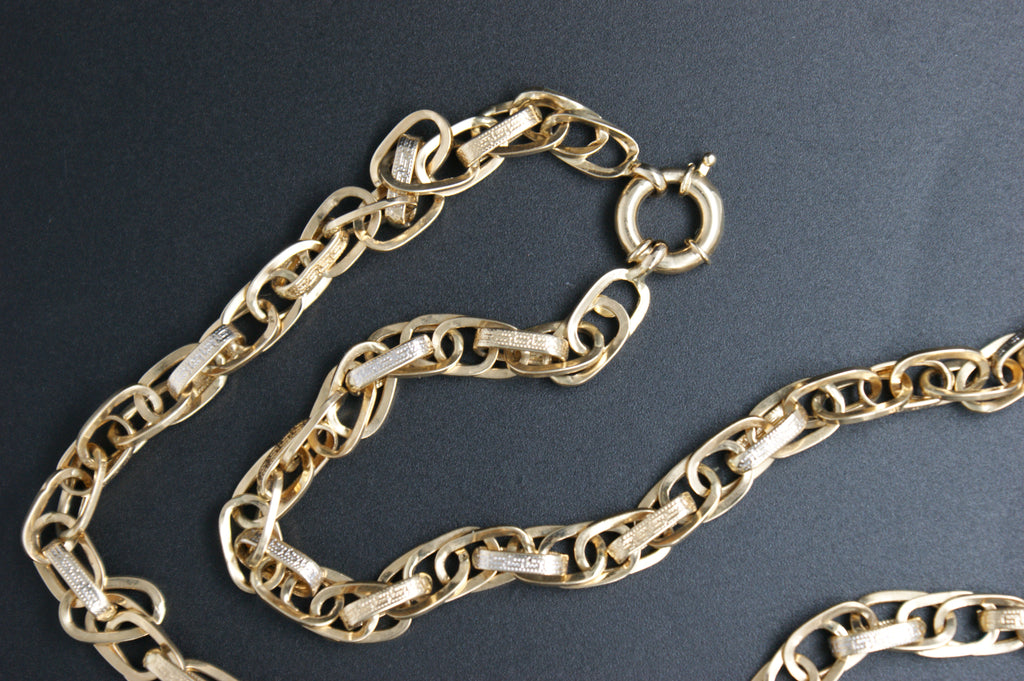 076-14ct Yellow Gold Greek Key Marnier link Chain