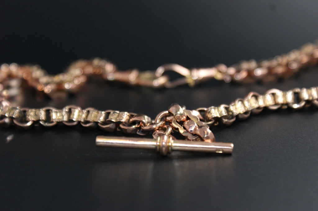 078-9ct Rose Gold Engraved Belcher Albert Chain.