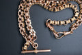 078-9ct Rose Gold Engraved Belcher Albert Chain.