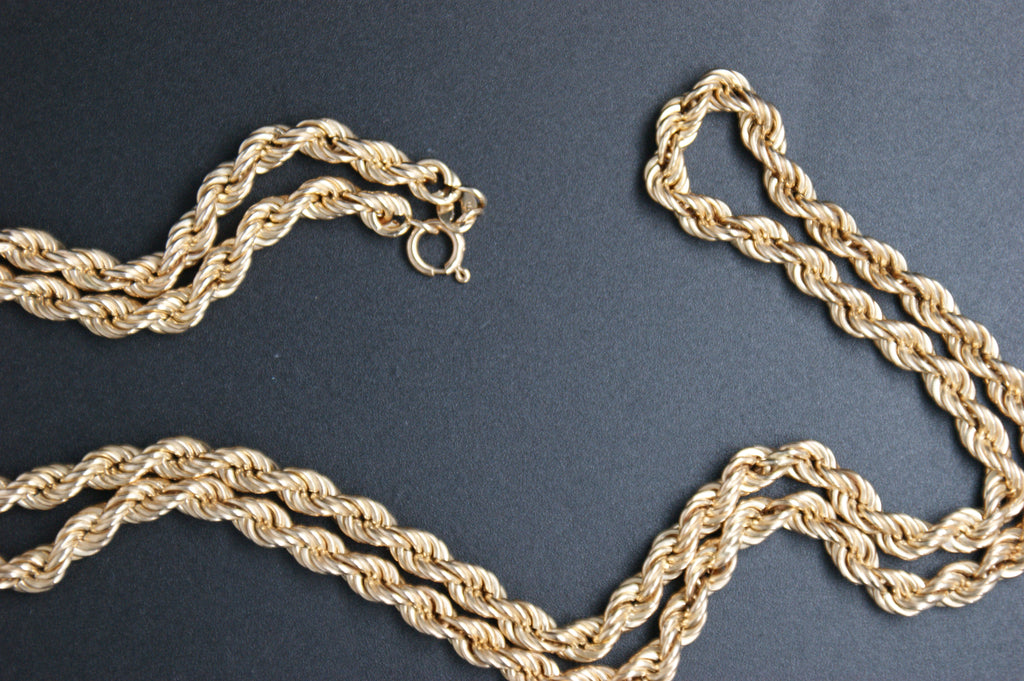 080- 9ct Yellow Gold Diamond-Cut Rope Chain