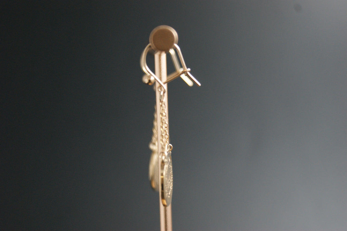 089- 9ct Yellow Gold 1853 ''1 Tallar'' Fantasy Coin Earrings