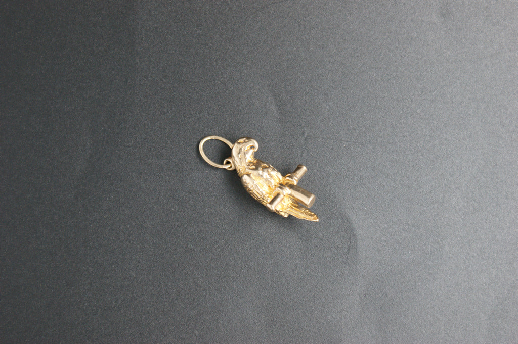 093-Gold Perched Parrot Charm