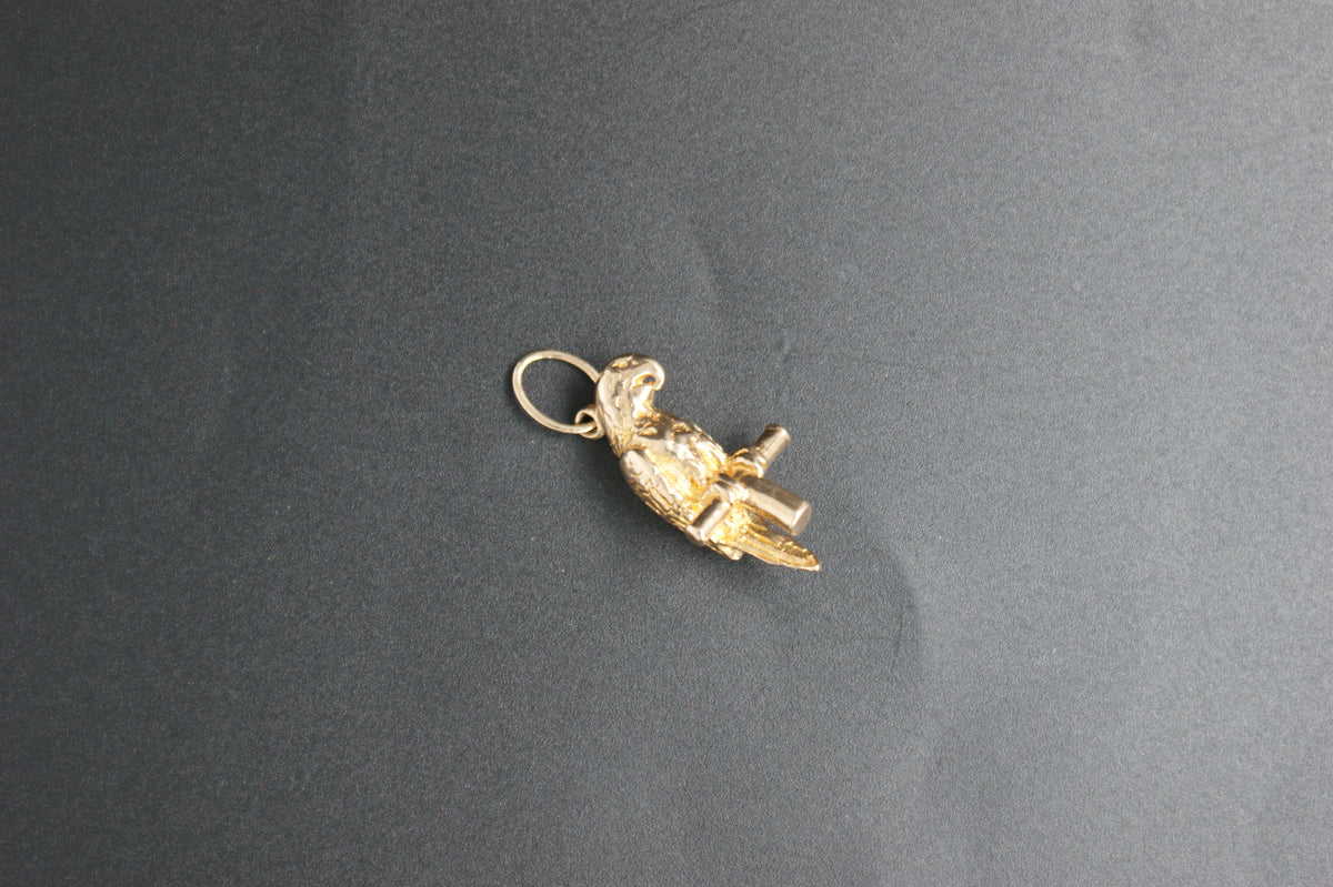 093-Gold Perched Parrot Charm
