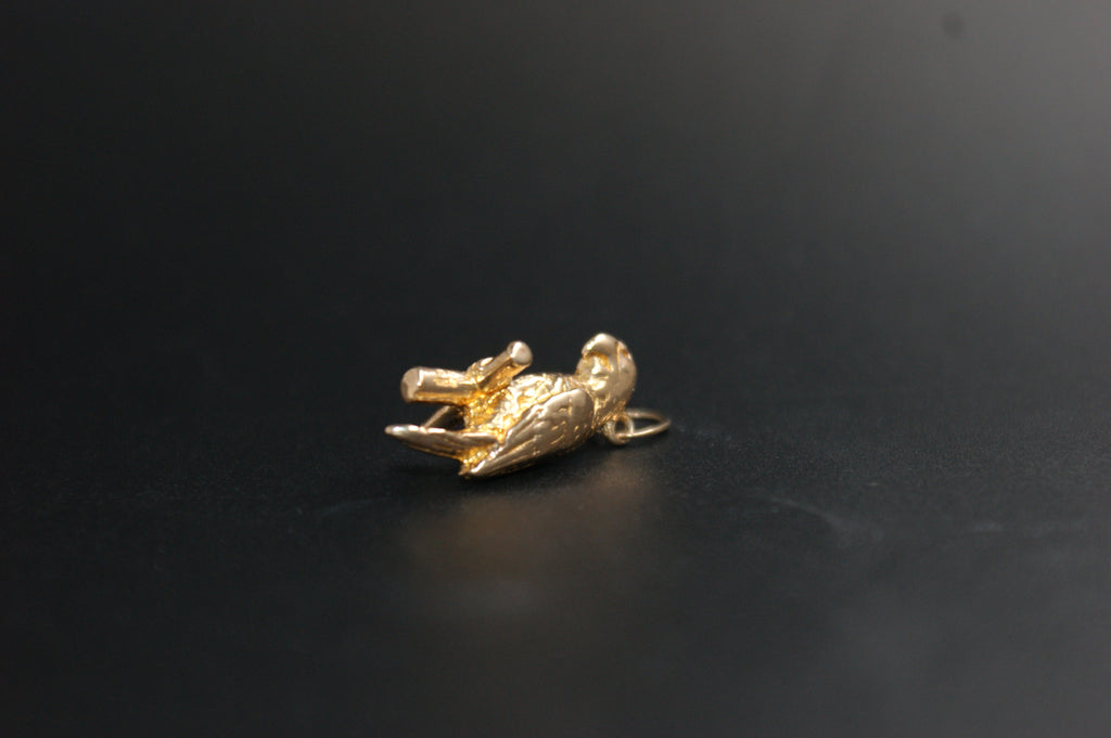 093-Gold Perched Parrot Charm
