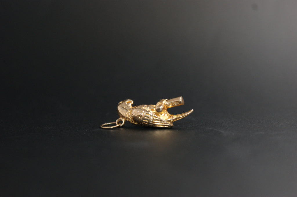 093-Gold Perched Parrot Charm