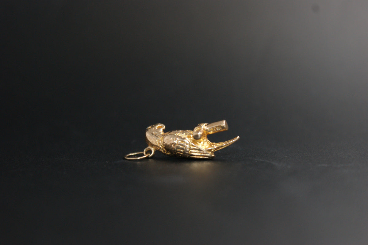 093-Gold Perched Parrot Charm