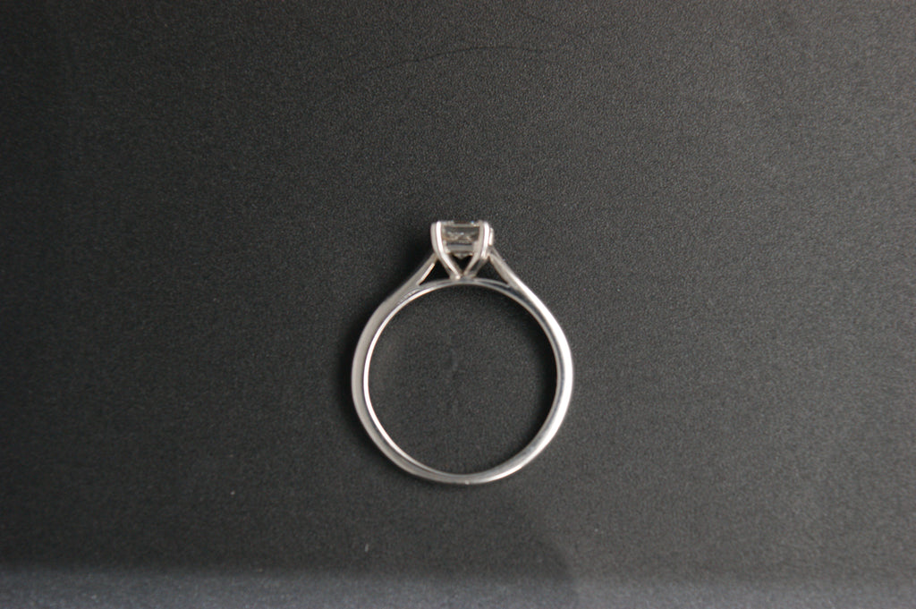 098-18ct White Gold 0.51ct Princess Cut Diamond Solitaire Ring