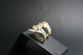 0123- 14ct emerald/diamond panther earrings.