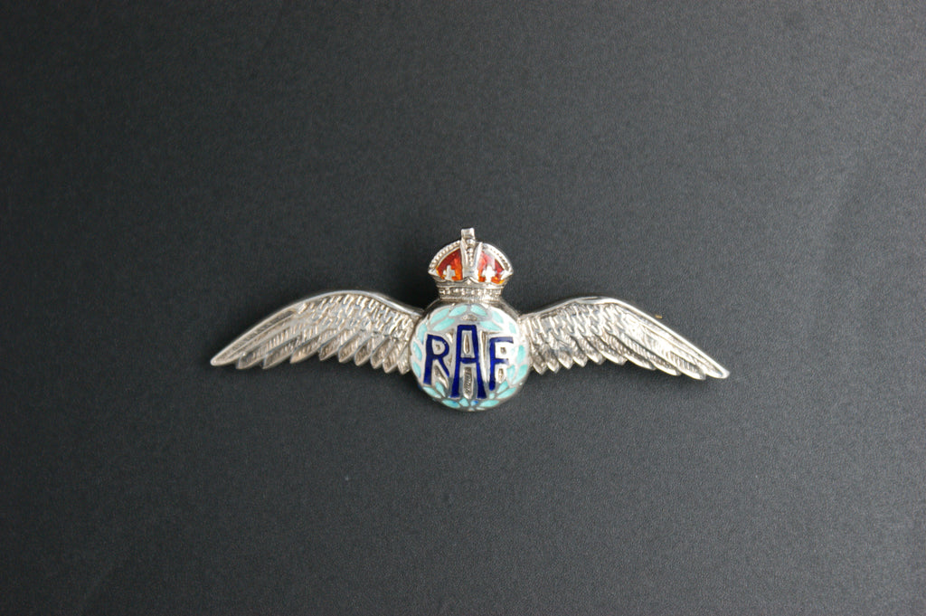 0124-Silver & Enamel RAF Pilot Wings Brooch