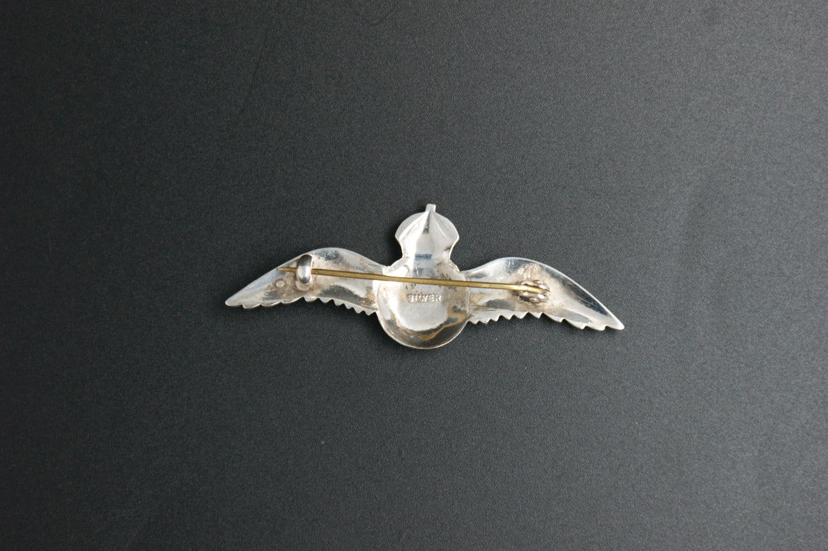 0124-Silver & Enamel RAF Pilot Wings Brooch