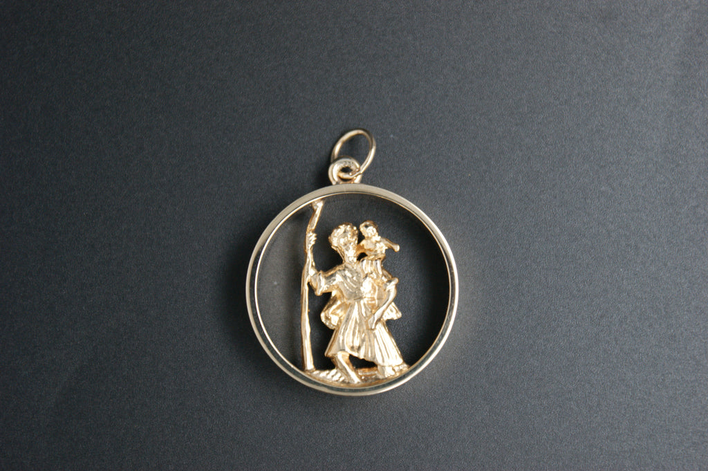 0128-9ct Openwork St Christopher Pendant