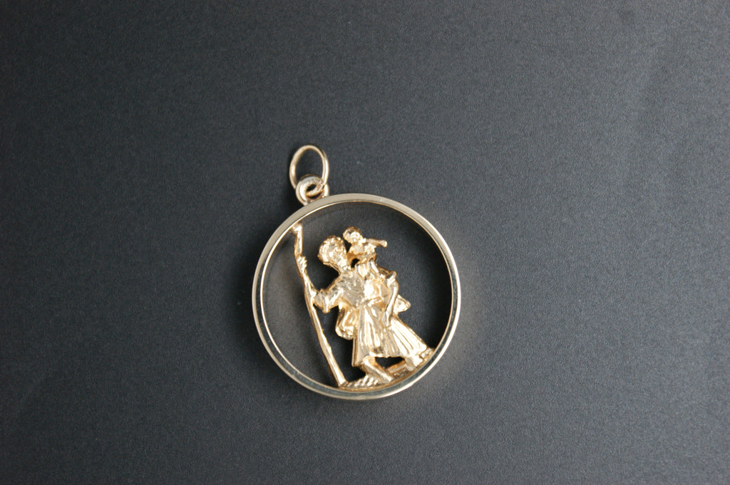 0128-9ct Openwork St Christopher Pendant