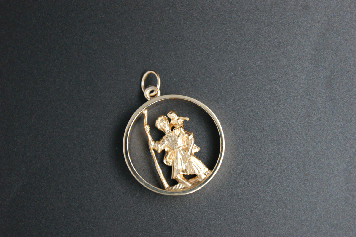 0128-9ct Openwork St Christopher Pendant