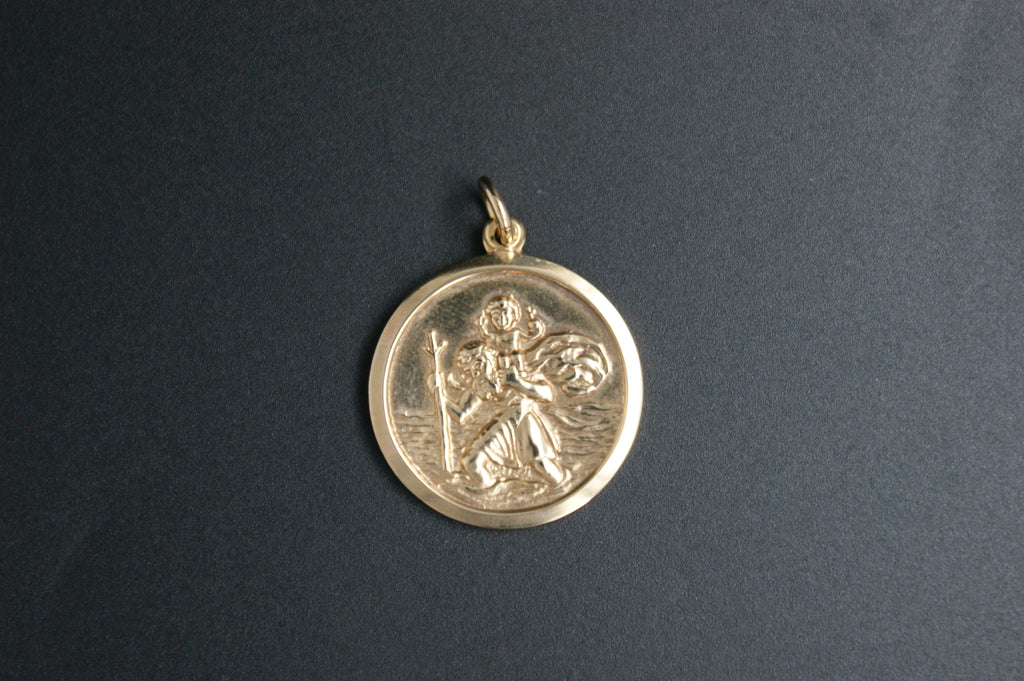 0129-9ct Gold Solid St Christopher Medallion.