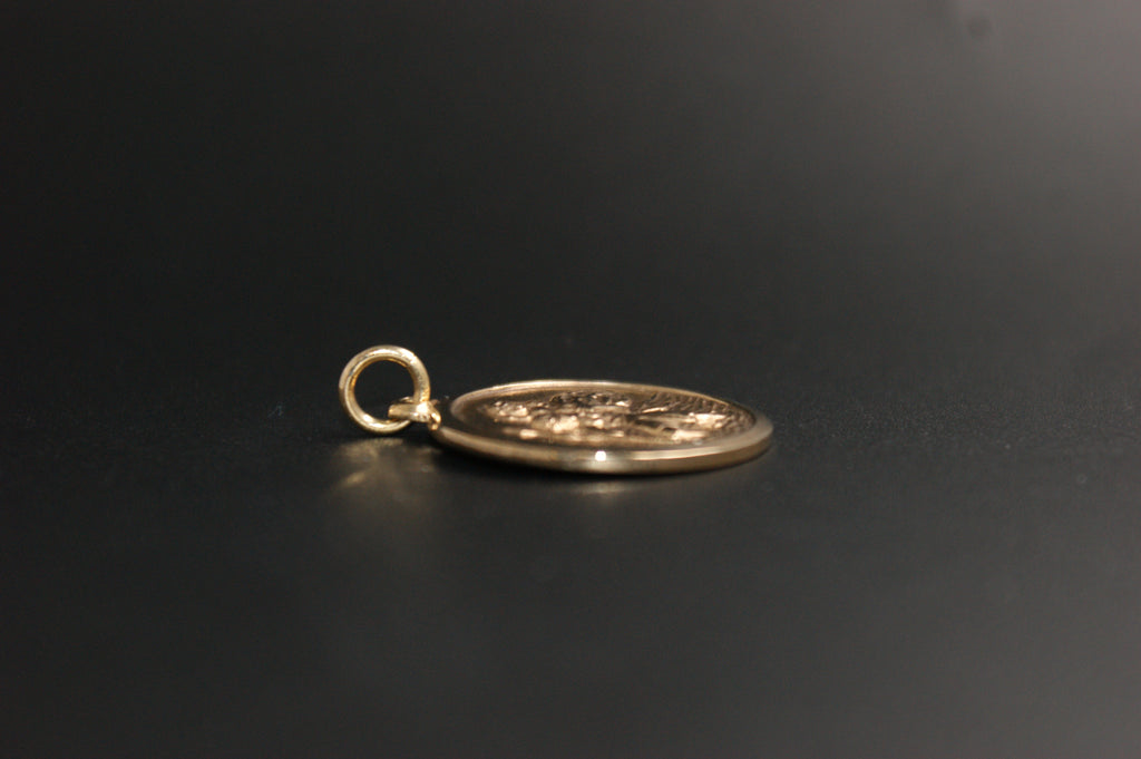 0129-9ct Gold Solid St Christopher Medallion.