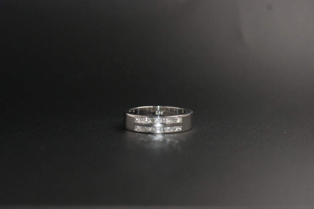 0133-14ct White Gold Double-Row Princess Cut Diamond Eternity Ring