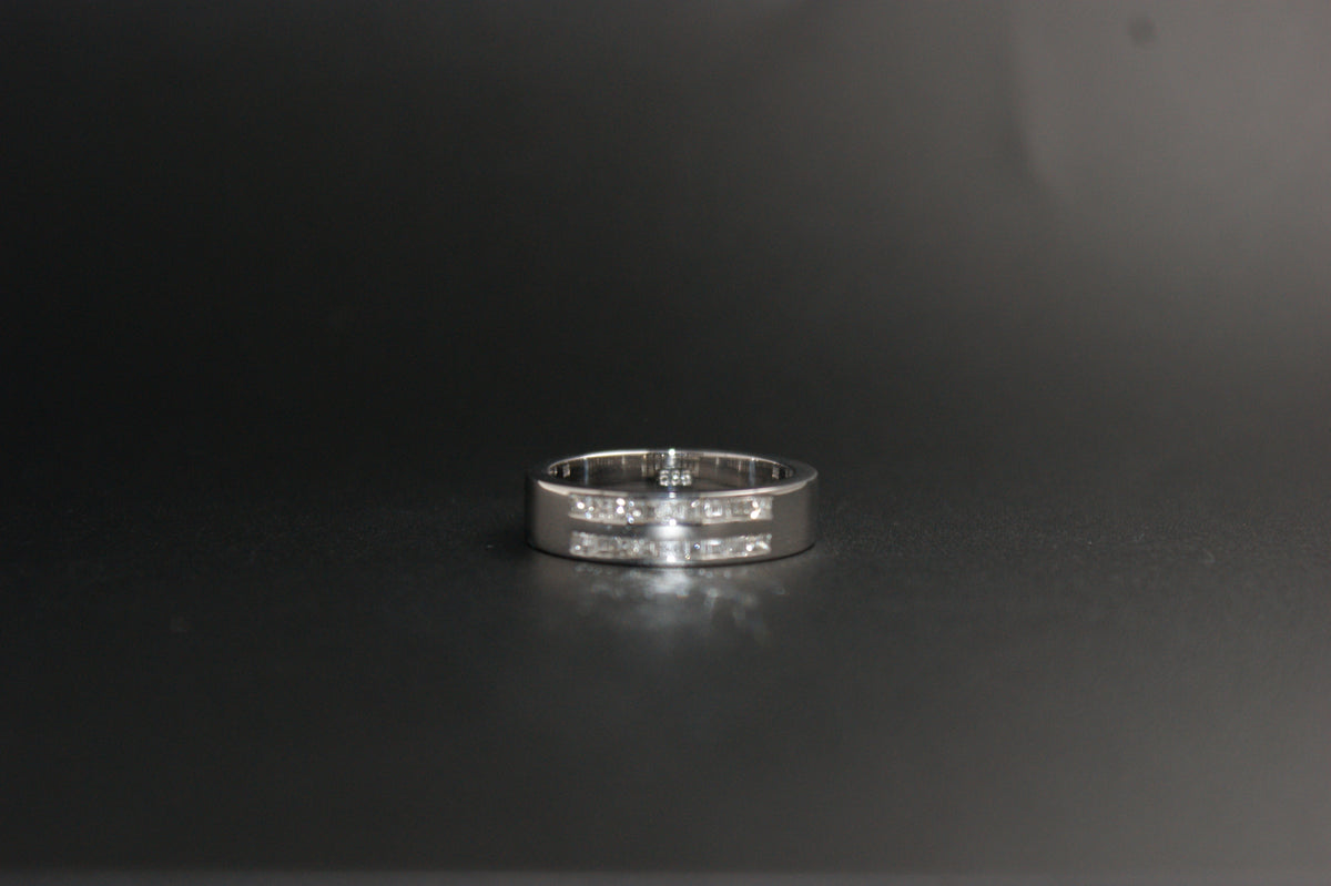 0133-14ct White Gold Double-Row Princess Cut Diamond Eternity Ring