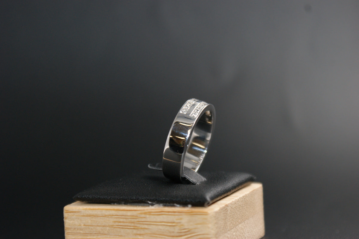 0133-14ct White Gold Double-Row Princess Cut Diamond Eternity Ring