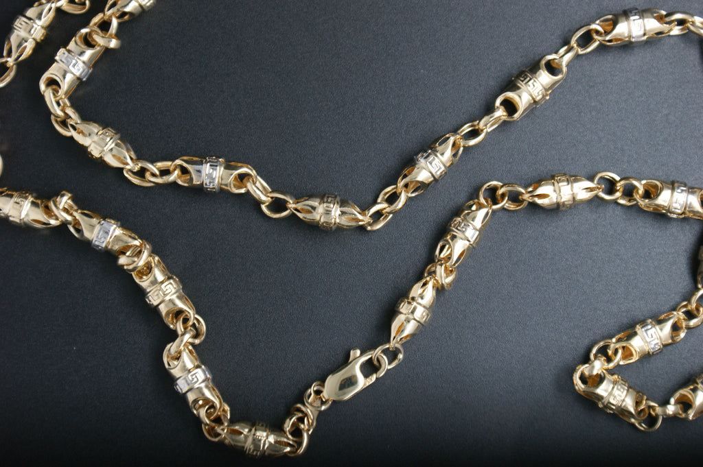 0134- 14ct Yellow Gold Bullet Style Chain 24''