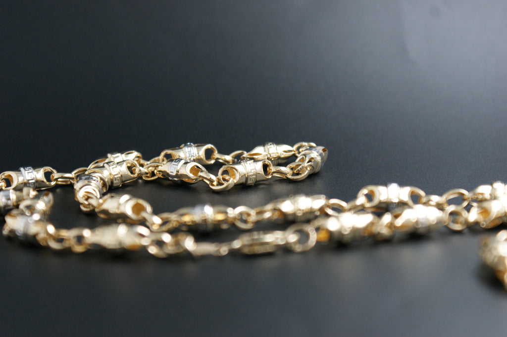 0134- 14ct Yellow Gold Bullet Style Chain 24''