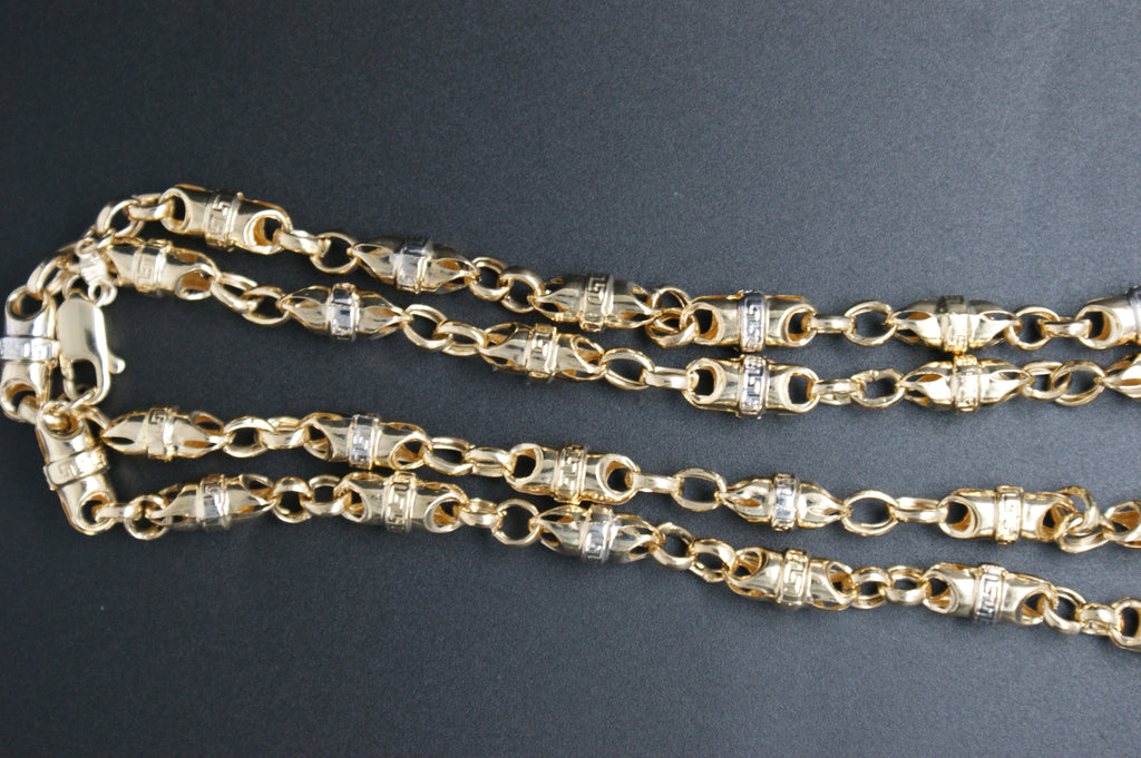 0134- 14ct Yellow Gold Bullet Style Chain 24''